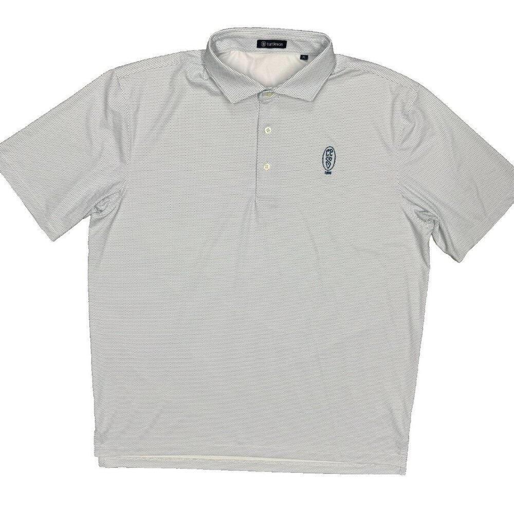 Turtleson Golf Shirt Scranton Country Club Polka Dot Polo Stretch White XL